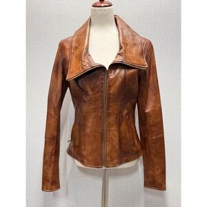 VTG DARIA Brown Italian Leather Jacket Made In Florence Super Soft (Measured)